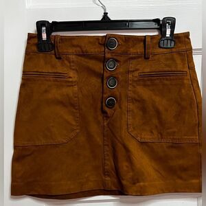 Zara TRF Collection Faux Suede Tan Brown Mini Skirt Size Small